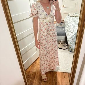 Loveshackfancy Silk Floral Maxi Dress